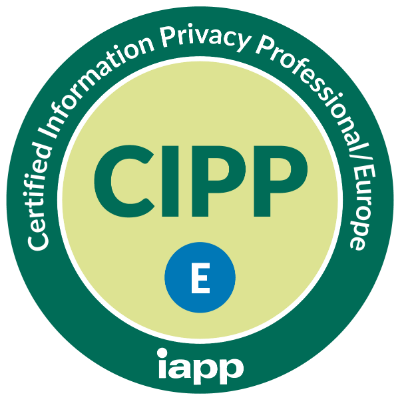 CIPP/E badge: Certified Information Privacy Professional/Europe, IAPP